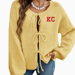 NWT Kansas City Chiefs Elby Designs KC Tie-Front Cardigan Sweater | Size S
